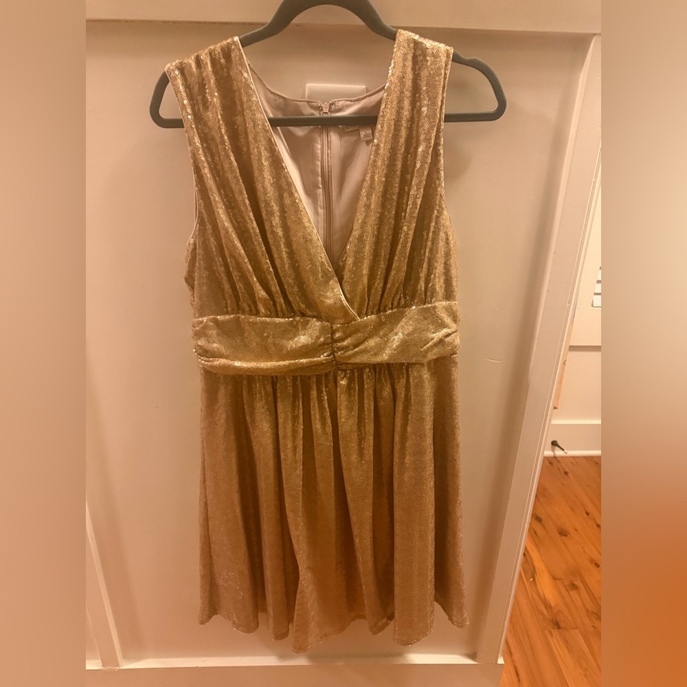 New York & Company Elegant Gold Formal Dress